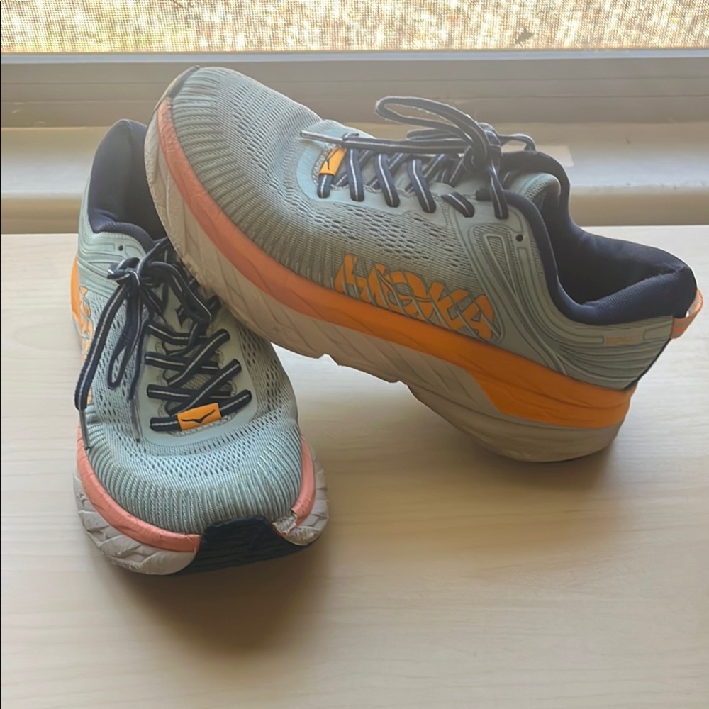 Hoka Athletic Shoes in Blue and Orange
